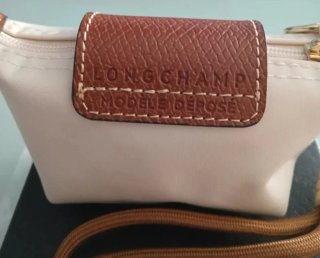 Monedero Longchamp Crema y Marrón