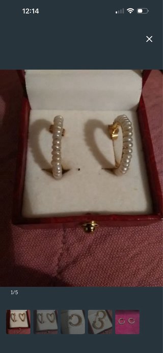 Pendientes Aro Oro 18k Perlas