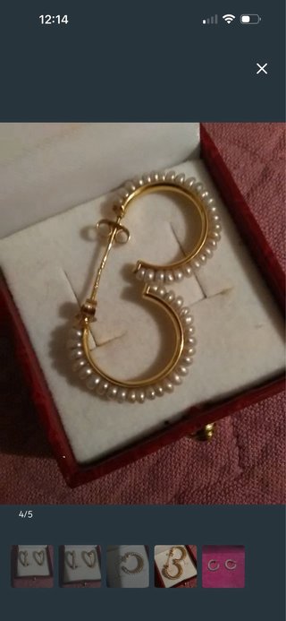 Pendientes Aro Oro 18k Perlas