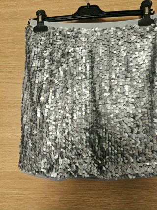Falda Zara lentejuelas gris/plata
