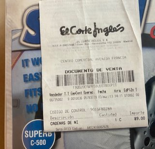 Cadenas textiles para nieve y hielo