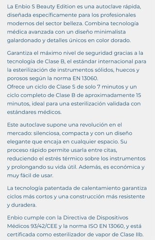 Autoclave Enbio S Beauty - Sin usar