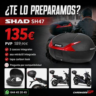 BAUL SHAD SH47 TAPA CARBONO REFLECTANTE ROJO