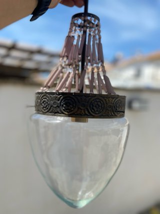 Lámpara colgante vintage cristal y cuentas