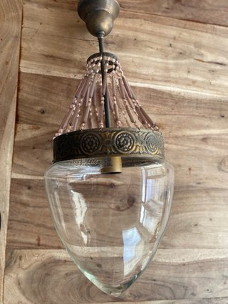 Lámpara colgante vintage cristal y cuentas