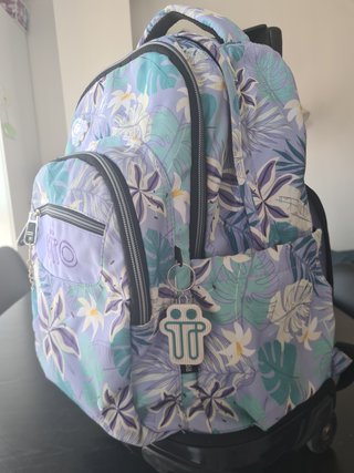Mochila con ruedas y estampado floral