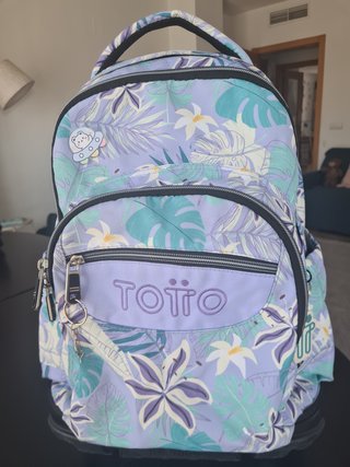 Mochila con ruedas y estampado floral