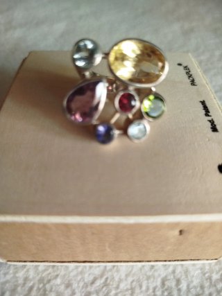 Anillo Plata 925 con Piedras Multicolor semiprecio