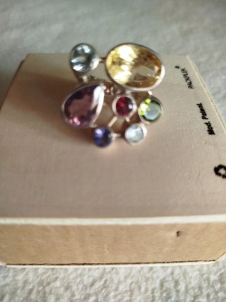 Anillo Plata 925 con Piedras Multicolor semiprecio