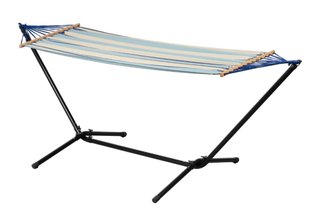 Hamaca con soporte rayas beige y azul