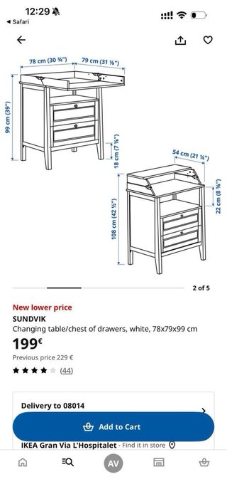 Cómoda cambiador IKEA blanca
