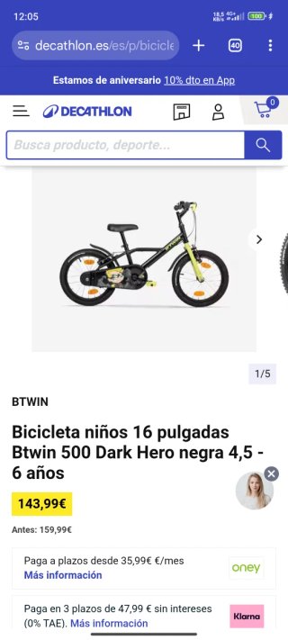 Bicicleta infantil Btwin 16 pulgadas con ruedines