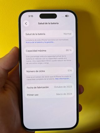 iPhone 15 Blanco 128GB 86% Salud Batería