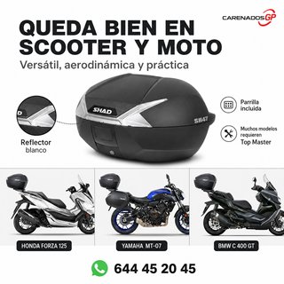 BAUL SHAD SH47 TAPA CARBONO REFLECTANTE BLANCO
