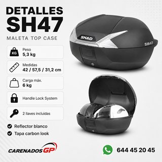 BAUL SHAD SH47 TAPA CARBONO REFLECTANTE BLANCO