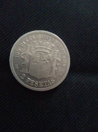 Moneda 2 Pesetas 100 Piezas Kg plata 1869