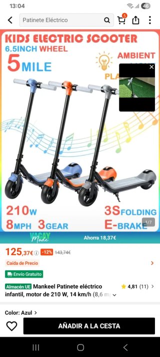 Patinete eléctrico azul
