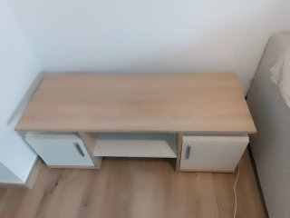 Mesa TV madera clara con almacenaje