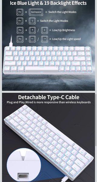 Dierya T68SE Teclado Mecánico Gaming Blanco