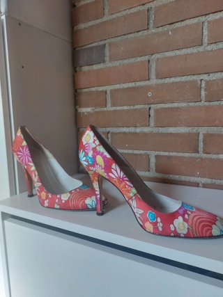 Zapatos tacón alto 11 cm florales