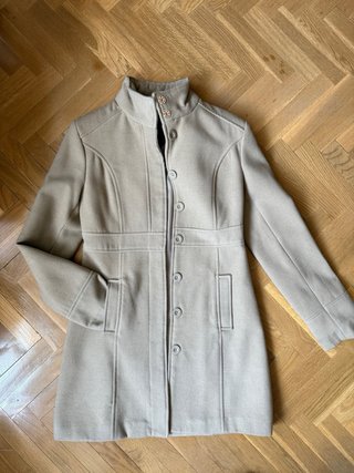 Abrigo paño mujer beige
