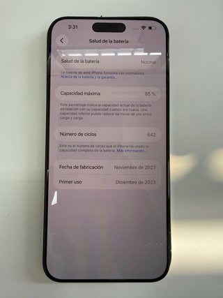 Batería Original iPhone 15 Pro Max 85%