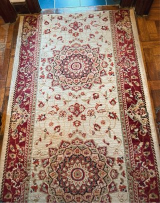 Alfombra Pasillo Beige y Roja 3,50x0,85m