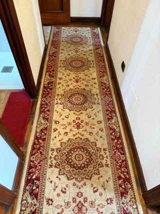 Alfombra Pasillo Beige y Roja 3,50x0,85m