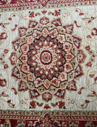 Alfombra Pasillo Beige y Roja 3,50x0,85m