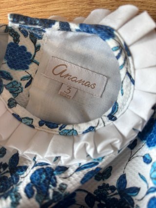 Vestido Ananas floral azul blanco 3 años