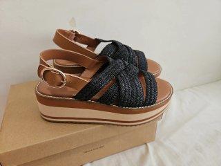 Sandalias Latouche Piel Negras Talla 38