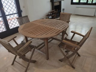 Mesa extensible teka y 4 sillas