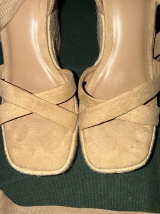 Cuñas Zara Esparto Camel Talla 36