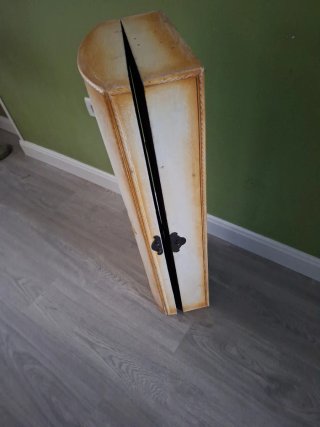 Baúl decorado madera floral beige y dorado