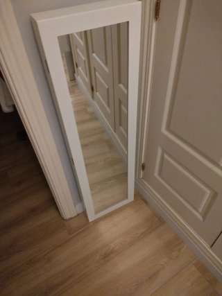 Espejo joyero de madera blanco para colgar