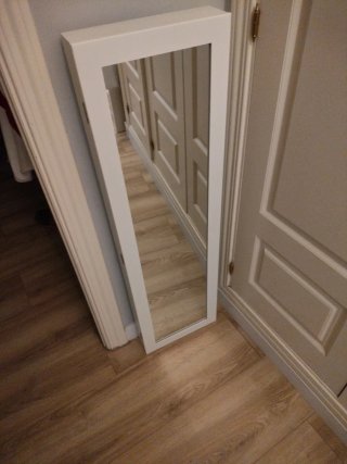 Espejo joyero de madera blanco para colgar