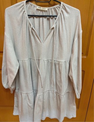 Vestido beige manga larga talla única