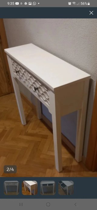 Mesa de entrada blanca con 2 cajones
