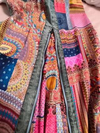 Falda vaquera patchwork multicolor es talla 36/38