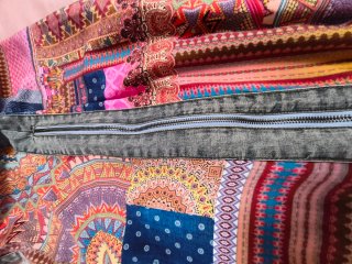 Falda vaquera patchwork multicolor es talla 36/38