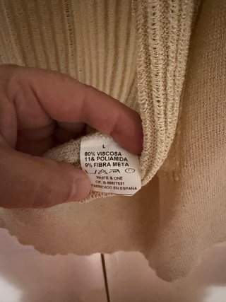 Chaqueta cardigan beige con brillos L
