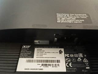 Monitor LCD Acer K242HL 60 pollici