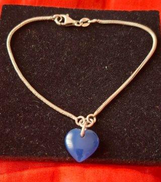 Pulsera Plata Ley Corazón Azul