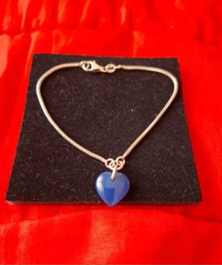 Pulsera Plata Ley Corazón Azul