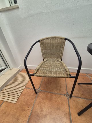 Mesa y 2 Sillas Jardín Cristal y Mimbre