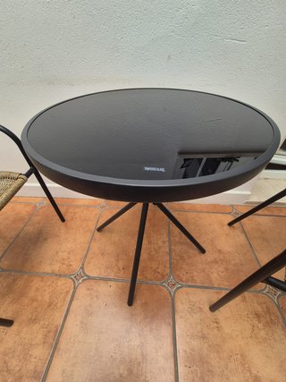 Mesa y 2 Sillas Jardín Cristal y Mimbre