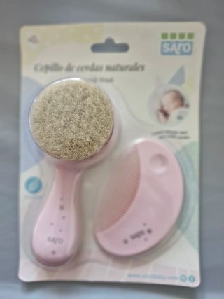 Cepillo y peine bebé cerdas naturales Sato