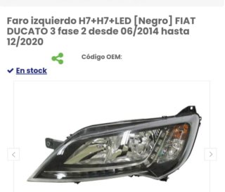 Faro Delantero Derecho Fiat Ducato H7+H7+LED