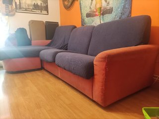 Divano letto chaise longue rosso morbido