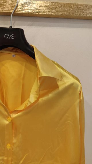 Camicia donna OVS raso effetto seta gialla L